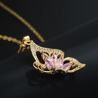 Fashion Heart Shape Butterfly Copper Pendant Necklace Inlay Zircon Copper Necklaces main image 3