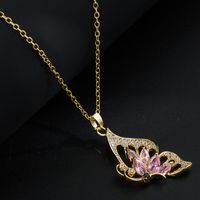 Fashion Heart Shape Butterfly Copper Pendant Necklace Inlay Zircon Copper Necklaces main image 2