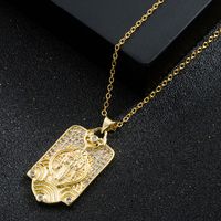 Fashion Oval Rectangle Alloy Copper Pendant Necklace Inlay Zircon Copper Necklaces main image 5