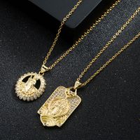 Fashion Oval Rectangle Alloy Copper Pendant Necklace Inlay Zircon Copper Necklaces main image 4