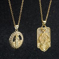 Fashion Oval Rectangle Alloy Copper Pendant Necklace Inlay Zircon Copper Necklaces main image 1