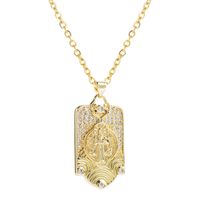 Fashion Oval Rectangle Alloy Copper Pendant Necklace Inlay Zircon Copper Necklaces main image 3