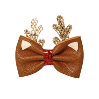 Cute Santa Claus Gingerbread Bow Knot Glittering Powder Great Hair Clip sku image 5