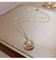 Fashion Geometric Copper Necklace Inlay Artificial Pearls Zircon Copper Necklaces main image 2