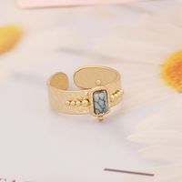 Stainless Steel 18K Gold Plated Fashion Inlay Asymmetrical Dress Turquoise Rings sku image 10