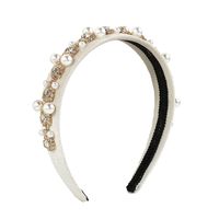 Glam Geometric Cloth Inlay Artificial Pearls Rhinestones Hair Band sku image 2