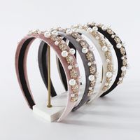 Glam Geometric Cloth Inlay Artificial Pearls Rhinestones Hair Band main image 1