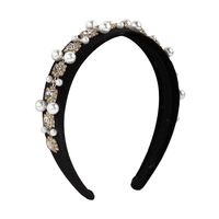 Glam Geometric Cloth Inlay Artificial Pearls Rhinestones Hair Band sku image 1