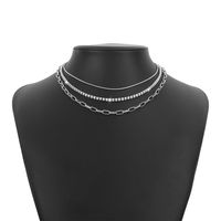 Wholesale Jewelry Fashion Solid Color Iron Copper Rhinestones Rhinestone Chain Necklace sku image 2
