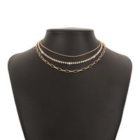 Wholesale Jewelry Fashion Solid Color Iron Copper Rhinestones Rhinestone Chain Necklace sku image 1