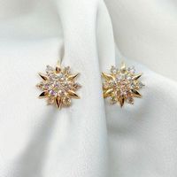 Fashion Snowflake Copper Ear Studs Inlay Zircon Copper Earrings sku image 1