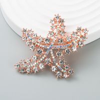Moda Estrella De Mar Aleación Embutido Diamante De Imitación Broches main image 5