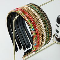 Fashion Colorful Solid Color Cloth Inlay Rhinestone Hair Band main image 1