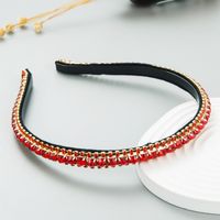 Fashion Colorful Solid Color Cloth Inlay Rhinestone Hair Band sku image 2