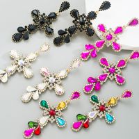 Fashion Cross Alloy Inlay Rhinestone Earrings main image 6