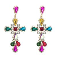 Fashion Cross Alloy Inlay Rhinestone Earrings main image 5