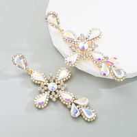 Fashion Cross Alloy Inlay Rhinestone Earrings main image 4