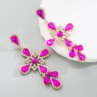 Fashion Cross Alloy Inlay Rhinestone Earrings main image 3