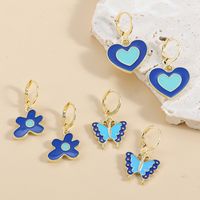 Fashion Heart Shape Flower Butterfly Alloy Plating Drop Earrings main image 3