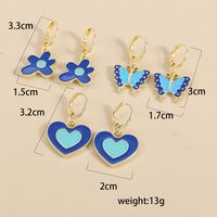 Fashion Heart Shape Flower Butterfly Alloy Plating Drop Earrings main image 2