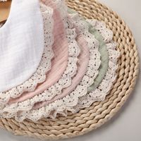 Baby Saliva Towel Lace Headband Set Cotton Solid Color Double-sided Waterproof Bib main image 4