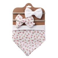 New Baby Saliva Towel Cotton Cloth Printing Double-sided Triangular Binder Headband Set Waterproof Bib sku image 3