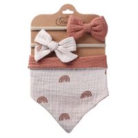 New Baby Saliva Towel Cotton Cloth Printing Double-sided Triangular Binder Headband Set Waterproof Bib sku image 6