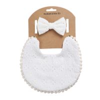 Baby Saliva Towel Headband Set Linen Cotton Solid Color Printing Children's Double-sided Bib Bib Baby Saliva Pocket sku image 3