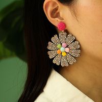 Fashion New Style Crystal Flowers Rhinestone Pendant Earrings sku image 4