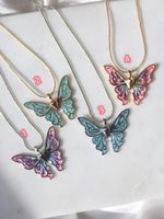 Fairy Style Butterfly Alloy Lacquer Painting Necklaces main image 6