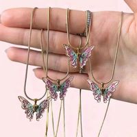 Fairy Style Butterfly Alloy Lacquer Painting Necklaces main image 1