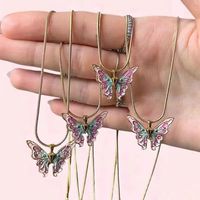 Fairy Style Butterfly Alloy Lacquer Painting Necklaces main image 7