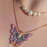 Fairy Style Butterfly Alloy Lacquer Painting Necklaces main image 4
