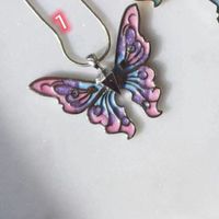 Fairy Style Butterfly Alloy Lacquer Painting Necklaces sku image 1