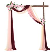 Solid Color Romantic Flower Shape Voile Outdoor Arch Valance Curtain main image 4