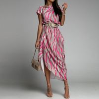 Casual Color Block Round Neck Chiffon Dresses Midi Dress Regular Dress main image 3