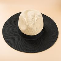Men's Fashion Color Block Braid Big Eaves Straw Hat main image 2