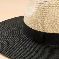 Men's Fashion Color Block Braid Big Eaves Straw Hat main image 4