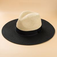 Men's Fashion Color Block Braid Big Eaves Straw Hat main image 5