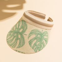 Women's Vacation Leaves Printing Curved Eaves Straw Hat sku image 2