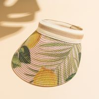 Women's Vacation Leaves Printing Curved Eaves Straw Hat sku image 6