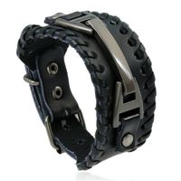 Retro Geometric Pu Leather Braid Men's Bracelets sku image 1
