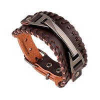 Retro Geometric Pu Leather Braid Men's Bracelets sku image 2