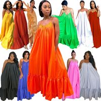 Women's Strap Dress Fashion Splicing Sleeveless Solid Color Maxi Long Dress main image 4