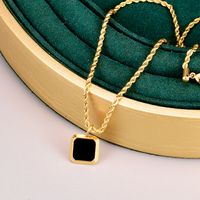 Retro Square Titanium Steel Pendant Necklace Shell Stainless Steel Necklaces main image 2