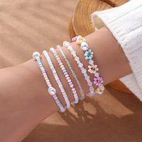 Cute Flower Beaded Imitation Pearl No Inlaid Bracelets 6 Pieces main image 1