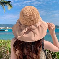 Women's Sweet Bow Knot Wide Eaves Bucket Hat main image 3