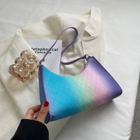 Fashion Gradient Color Soft Surface Square Zipper Underarm Bag sku image 1