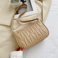 Women's Pu Leather Solid Color Fashion Embossing Square Zipper Crossbody Bag sku image 3