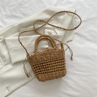 Vacation Floral Soft Surface Square Zipper Straw Bag sku image 2